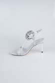 Silver Satin Evening Shoe AB1144