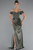 Long Olive Drab Satin Evening Dress ABU5130