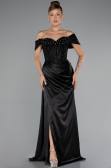 Long Black Satin Evening Dress ABU5130