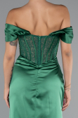 Long Emerald Green Satin Evening Dress ABU5130