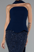 Long Navy Blue Beaded Evening Dress ABU5131