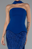 Long Sax Blue Beaded Evening Dress ABU5131