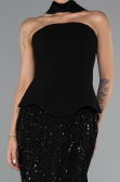 Long Black Beaded Evening Dress ABU5131