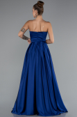 Long Sax Blue Satin Prom Gown ABU5105