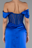 Long Sax Blue Satin Evening Dress ABU5130