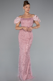 Powder Color Stoned Strapless Sleeve Accessories Long Mermaid Evening Gown ABU4509