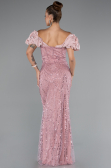 Powder Color Stoned Strapless Sleeve Accessories Long Mermaid Evening Gown ABU4509