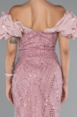 Powder Color Stoned Strapless Sleeve Accessories Long Mermaid Evening Gown ABU4509