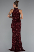 Long Burgundy Scaly Evening Dress ABU5135