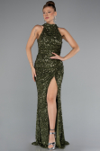 Long Olive Drab Scaly Evening Dress ABU5135