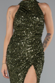 Long Olive Drab Scaly Evening Dress ABU5135