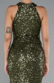 Long Olive Drab Scaly Evening Dress ABU5135