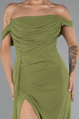 Oil Green Long Chiffon Evening Dress ABU4925