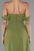 Oil Green Long Chiffon Evening Dress ABU4925