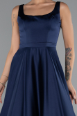 Long Navy Blue Satin Evening Dress ABU5136