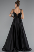 Long Black Satin Evening Dress ABU5136