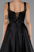 Long Black Satin Evening Dress ABU5136