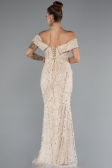 Long Beige Beaded Evening Dress ABU5137