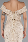 Long Beige Beaded Evening Dress ABU5137