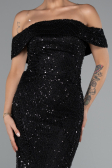 Long Black Beaded Evening Dress ABU5137
