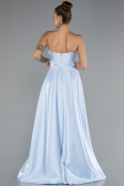 Light Blue Stoned Strapless Sleeve Accessory Long Taffeta Evening Dress ABU4846