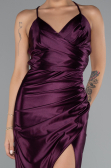 Cherry Colored Long Satin Prom Gown ABU2800