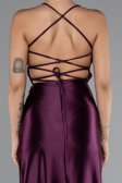 Cherry Colored Long Satin Prom Gown ABU2800