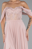 Powder Color Long Chiffon Evening Dress ABU3310