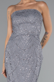 Long Grey Beaded Evening Dress ABU5141
