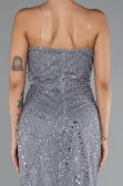 Long Grey Beaded Evening Dress ABU5141