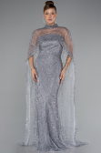 Long Grey Beaded Evening Dress ABU5141
