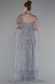 Long Grey Beaded Evening Dress ABU5141