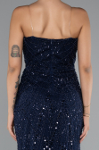 Long Navy Blue Beaded Evening Dress ABU5141