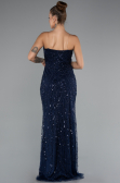 Long Navy Blue Beaded Evening Dress ABU5141