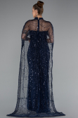 Long Navy Blue Beaded Evening Dress ABU5141