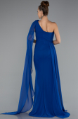Long Sax Blue Chiffon Evening Dress ABU5144