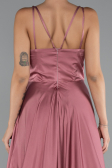 Long Rose Colored Satin Prom Gown ABU5146