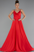 Long Red Satin Prom Gown ABU5146