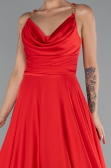 Long Red Satin Prom Gown ABU5146
