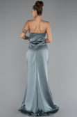Long Turquoise Satin Mermaid Evening Gown ABU5149