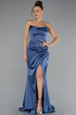 Long Indigo Satin Mermaid Evening Gown ABU5149