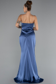 Long Indigo Satin Mermaid Evening Gown ABU5149