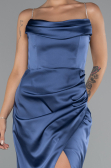 Long Indigo Satin Mermaid Evening Gown ABU5149