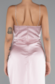 Long Powder Color Satin Mermaid Evening Gown ABU5149
