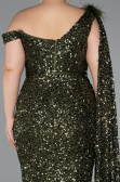 Long Olive Drab Scaly Plus Size Evening Dress ABU5151