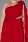 Long Red Chiffon Formal Plus Size Dress ABU5145