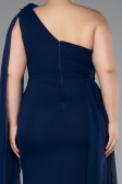 Long Navy Blue Chiffon Formal Plus Size Dress ABU5145