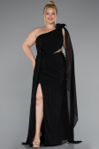 Long Black Chiffon Formal Plus Size Dress ABU5145