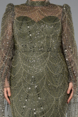 Long Olive Drab Beaded Evening Dress ABU5152