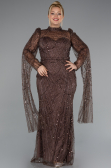 Long Brown Beaded Plus Size Engagement Dress ABU5153